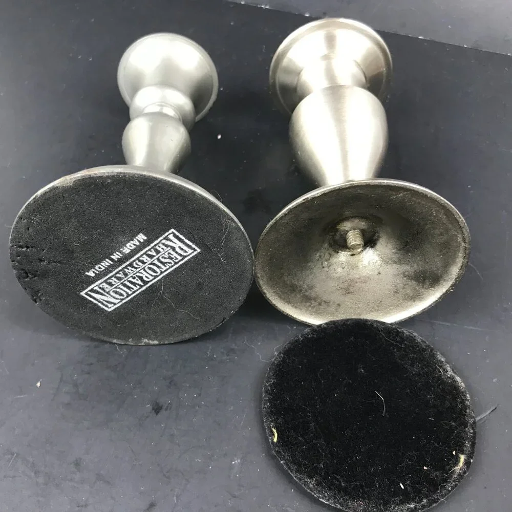 Set of two Pewter Candlesticks, 1 is Restoration Hardware